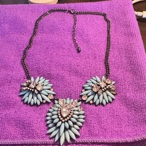 VTG ART DECO 1970’s Turquoise Like and Clear Rhinestone Starburst Accents